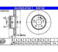 2x Brake disc Vented 24.0322-0132.1 ATE for MERCEDES-BENZ C-CLASS
