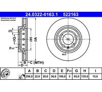 ATE Brake Disc 24.0322-0163.1 – Audi A3 (8L1) 1.8 1999–2002 – 1X