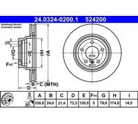 2x Brake disc Vented 24.0324-0200.1 ATE for BMW 3 Touring X1 3 3 Convertible 1