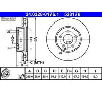 2x Brake disc Vented 24.0328-0176.1 ATE for MERCEDES-BENZ E-CLASS T-Model
