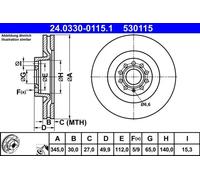 2x Brake disc Vented 24.0330-0115.1 ATE for SEAT VW SKODA AUDI