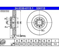 ATE Brake disc Vented 24.0330-0115.1 Brake rotor,Brake discs VW,AUDI,SKODA,Golf V Schrägheck (1K1),GOLF VI (5K1),Passat Variant (3C5)