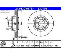 ATE Brake disc Vented 24.0330-0176.1 Brake rotor,Brake discs AUDI,A6 Avant (4F5, C6),A6 Limousine (4F2, C6),A6 Allroad (4FH, C6)