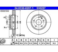 2x Brake disc Vented 24.0330-0207.1 ATE for SAAB OPEL CHEVROLET