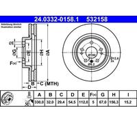 2x Brake disc Vented 24.0332-0158.1 ATE for MERCEDES-BENZ R-CLASS M-CLASS