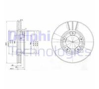 2x Brake disc Vented BG2423 DELPHI for VW TOYOTA