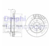2x Brake disc Vented BG2440 DELPHI for FORD MAZDA
