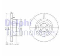 2x Brake disc Vented BG2613 DELPHI for JAGUAR DAIMLER