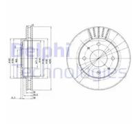2x Brake disc Vented BG2763 DELPHI for MITSUBISHI PROTON KIA HYUNDAI