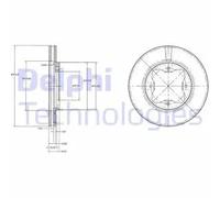 2x Brake disc Vented BG2798 DELPHI for ROVER HONDA
