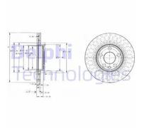 2x Brake disc Vented BG3222 DELPHI for PEUGEOT CITROËN FIAT