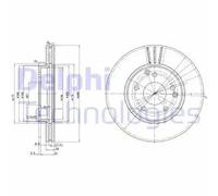 Delphi Brake Disc Set BG3240C - Vented Coated - Pair (2 pcs)