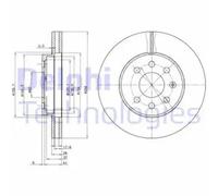 2x Brake disc Vented BG3334 DELPHI for DAEWOO CHEVROLET