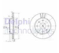 Genuine Delphi Front Vented Brake Discs Set Pair - BG3555