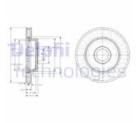 2x Brake disc Vented BG3659 DELPHI for JEEP GRAND CHEROKEE