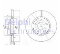 2x Brake disc Vented BG3716 DELPHI for CHRYSLER JEEP DODGE