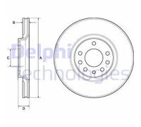 2x Brake disc Vented BG3770C DELPHI for SAAB OPEL