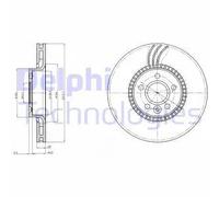 2x Brake disc Vented BG3784 DELPHI for VOLVO XC90 I S60 I V70 III