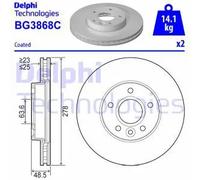 Genuine Delphi BG3868C Front Brake Disc Set Coated 278mm Fits Ford Volvo