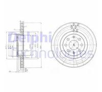2x Brake disc Vented BG3944 DELPHI for FIAT OPEL