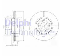 2x Brake disc Vented BG3980C DELPHI for HONDA CIVIC IX STREAM FR-V