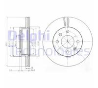 2x Brake disc Vented BG4009 DELPHI for HYUNDAI GETZ