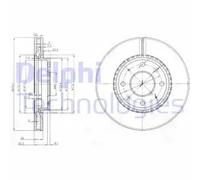 2x Brake disc Vented BG4016 DELPHI for KIA CERATO I Saloon CERATO I Hatchback