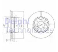 2x Brake disc Vented BG4049C DELPHI for SUZUKI OPEL