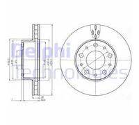 2x Brake disc Vented BG4059 DELPHI for FIAT PEUGEOT CITROËN