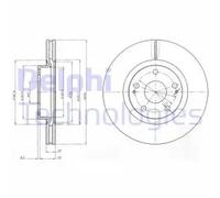 2x Brake disc Vented BG4113 DELPHI for TOYOTA COROLLA Verso AVENSIS AURIS