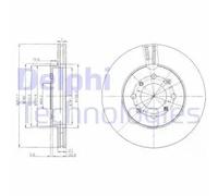 2x Brake disc Vented BG4148C DELPHI for HONDA JAZZ II