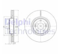 2x Brake disc Vented BG4167 DELPHI for RENAULT LAGUNA II LAGUNA II Sport Tourer