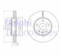 2x Brake disc Vented BG4191 DELPHI for OPEL ASTRA J Sports Tourer ASTRA J