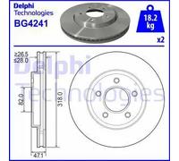 2x Brake disc Vented BG4241 DELPHI