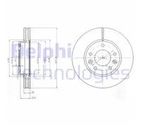 2x Brake disc Vented BG4261 DELPHI for KIA SEDONA I SEDONA Mk II