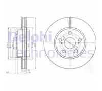2x Brake disc Vented BG4269 DELPHI for TOYOTA PRIUS Liftback