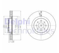2x DELPHI BG4308 Brake Discs Front 44.8mm Height Replacement For Alfa Romeo MiTo