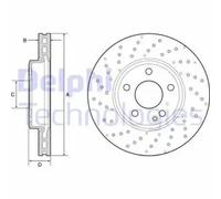 2x Brake disc Vented BG4657C DELPHI for MERCEDES-BENZ B-CLASS Sports Tourer