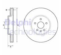 Genuine Delphi Front Vented Coated Brake Discs Set Pair - BG4710C