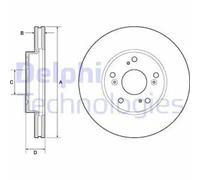 Delphi BG4741C 280mm Front Coated Brake Disc Set for Honda Civic NEW