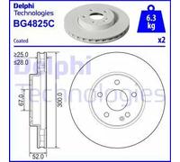 2x DELPHI BG4825C Brake Discs Front 52mm Height Replacement Fits Mercedes Vito