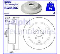 2x Brake disc Vented BG4826C DELPHI for SUBARU FORESTER