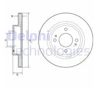 2x Brake disc Vented BG4830C DELPHI for MITSUBISHI