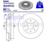 2x Brake disc Vented BG4972C DELPHI for CHEVROLET DAEWOO
