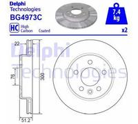 2x Brake disc Vented BG4973C DELPHI for VW MAN