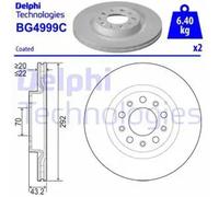 Delphi BG4999C 2x Brake Discs Rear 292mm Diameter Fits Alfa Romeo Giulia Stelvio