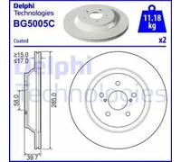 x2 Rear Brake Disc Delphi BG5005C Fits Subaru Impreza XV Braking System Vented