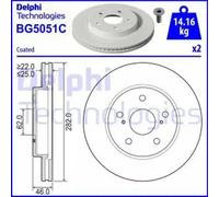 Delphi Brake Disc BG5051C - Front Vented - Pair for Suzuki/Toyota Swace/Corolla/Yaris Cross