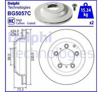 2x Brake disc Vented BG5057C DELPHI for PORSCHE CAYENNE CAYENNE Coupe