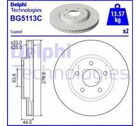 2x Brake disc Vented BG5113C DELPHI for FORD PUMA TOURNEO COURIER V769 MPV